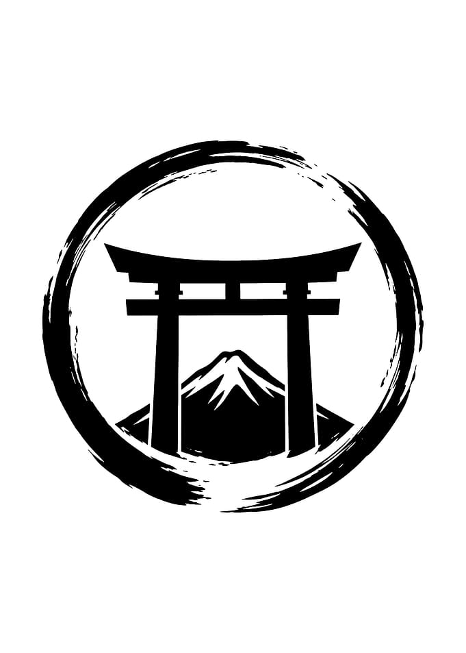 Japanese Torii Gate and Mount Fuji