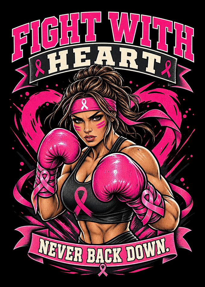 Fight With Heart Pink Ribbon Warrior