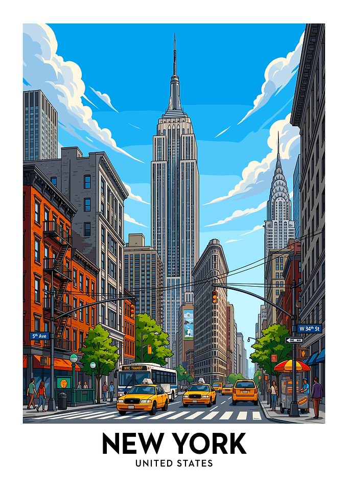 New York City Streetscape Poster