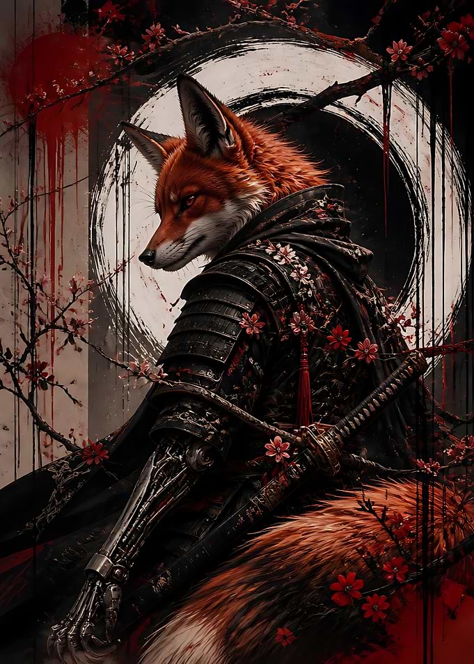 Cybernetic Fox Samurai Warrior