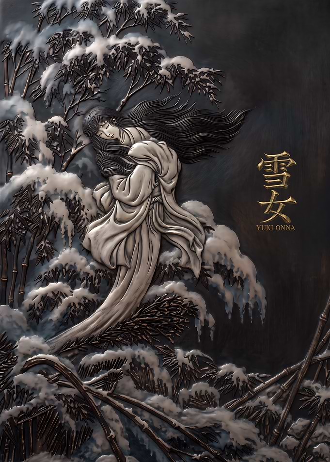 Yuki Onna Japanese Yokai Snow Woman Relief