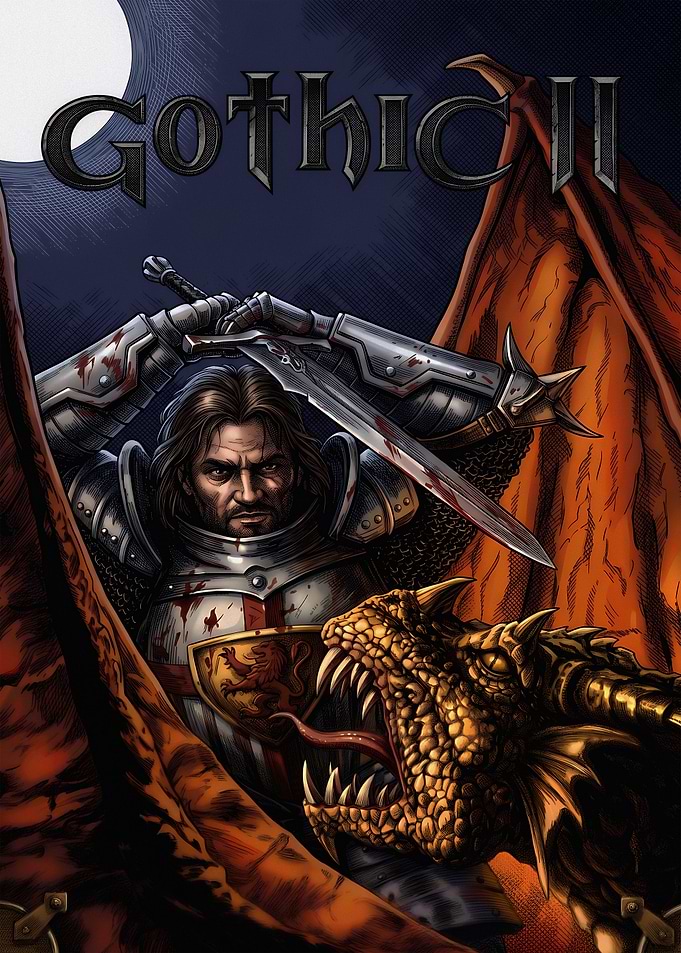 Gothic II Knight Fighting Dragon