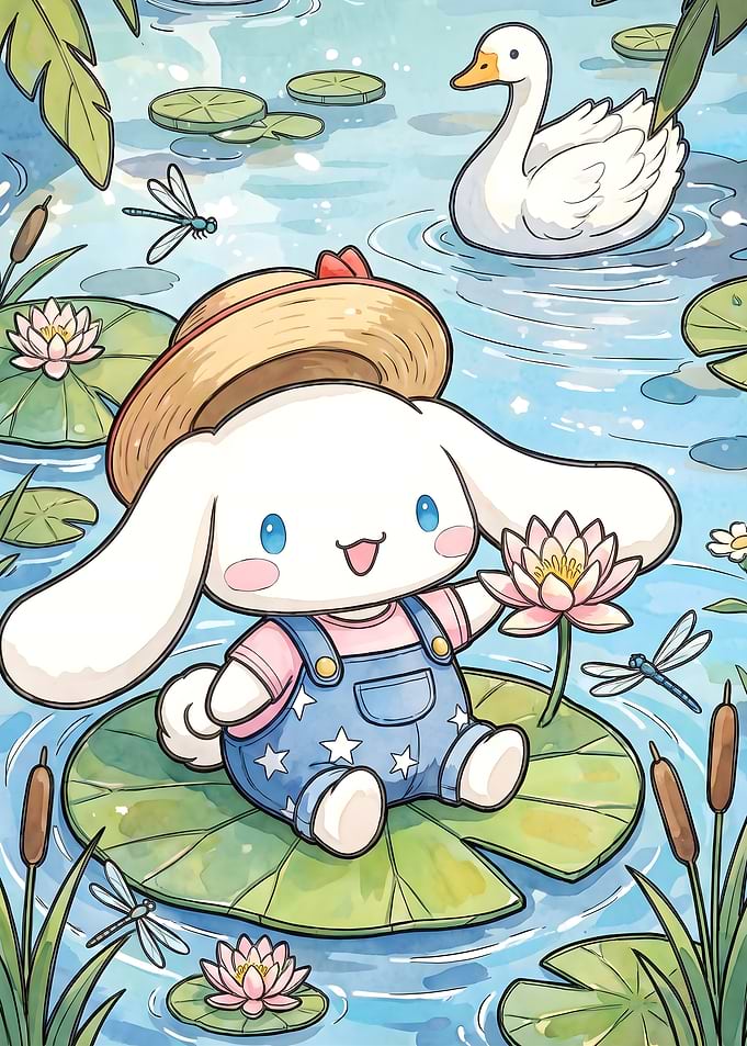 Cinnamoroll Sitting on a Lily Pad