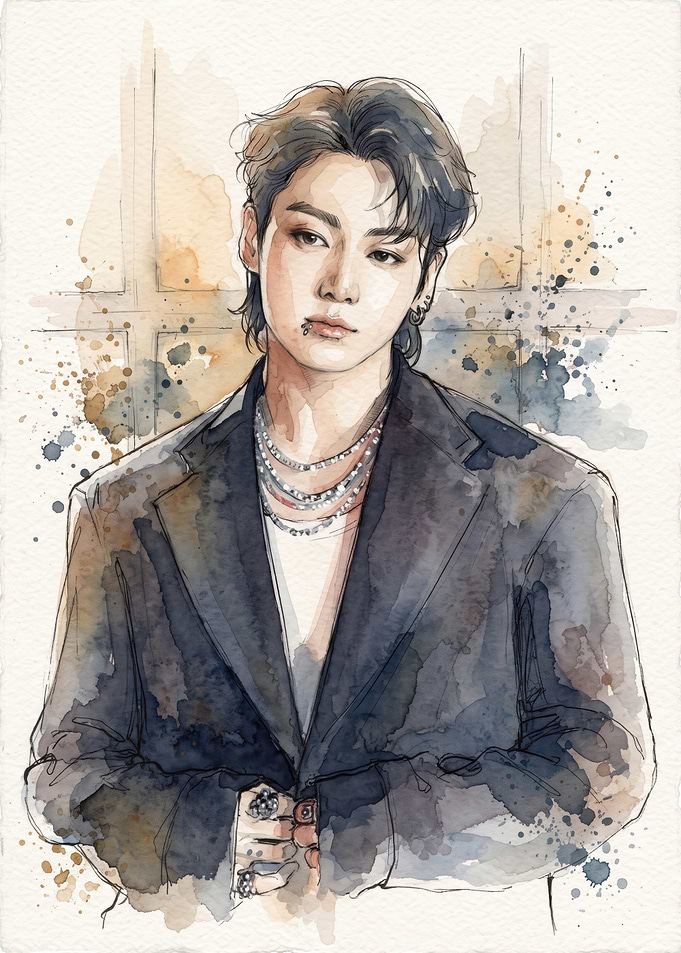 Watercolor Portrait of Jungkook