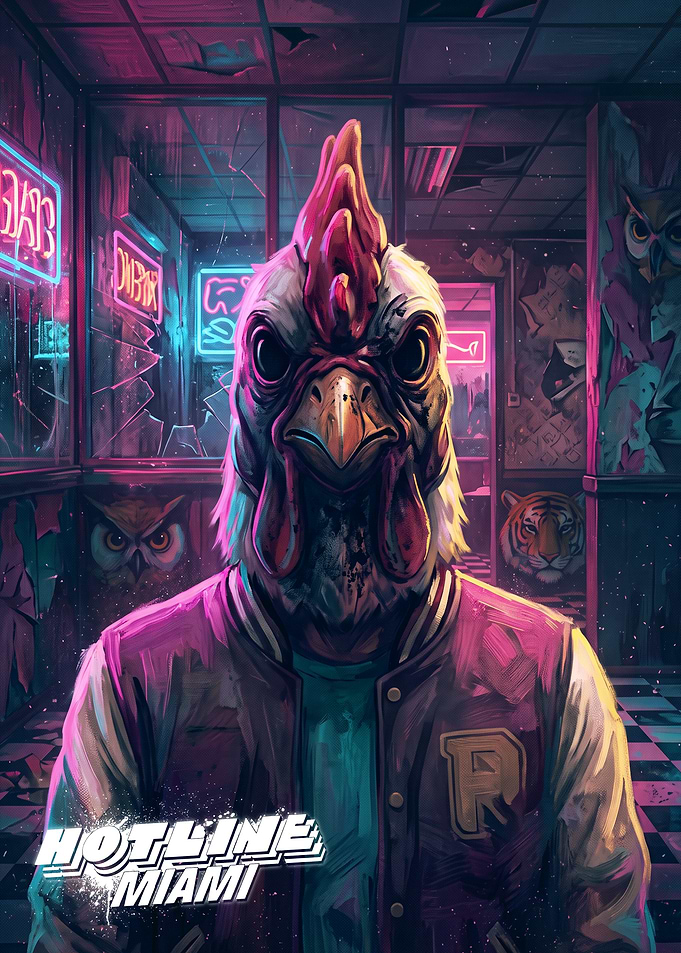 Hotline Miami Jacket Rooster Mask