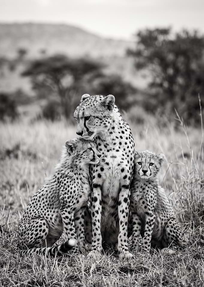 Cheetah Mother and Cubs