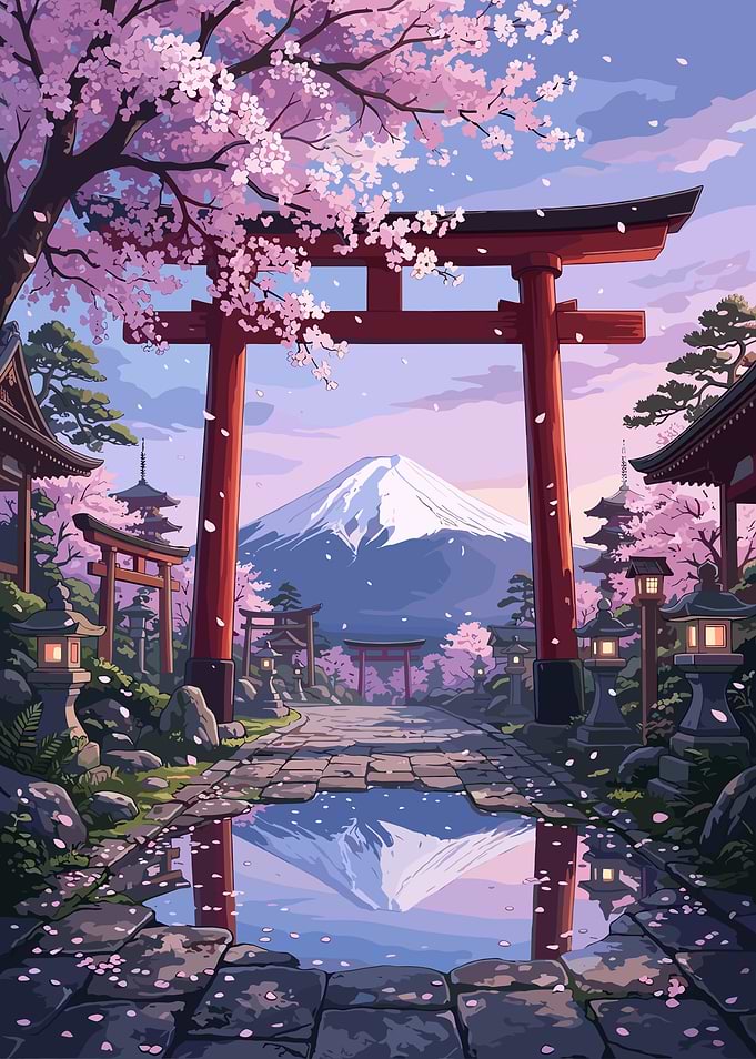 Mount Fuji and Torii Gate Landscape
