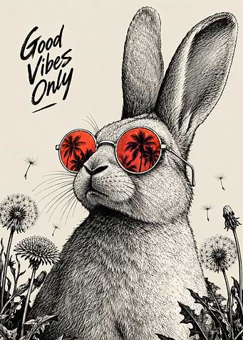 Cool Rabbit Good Vibes Only Poster