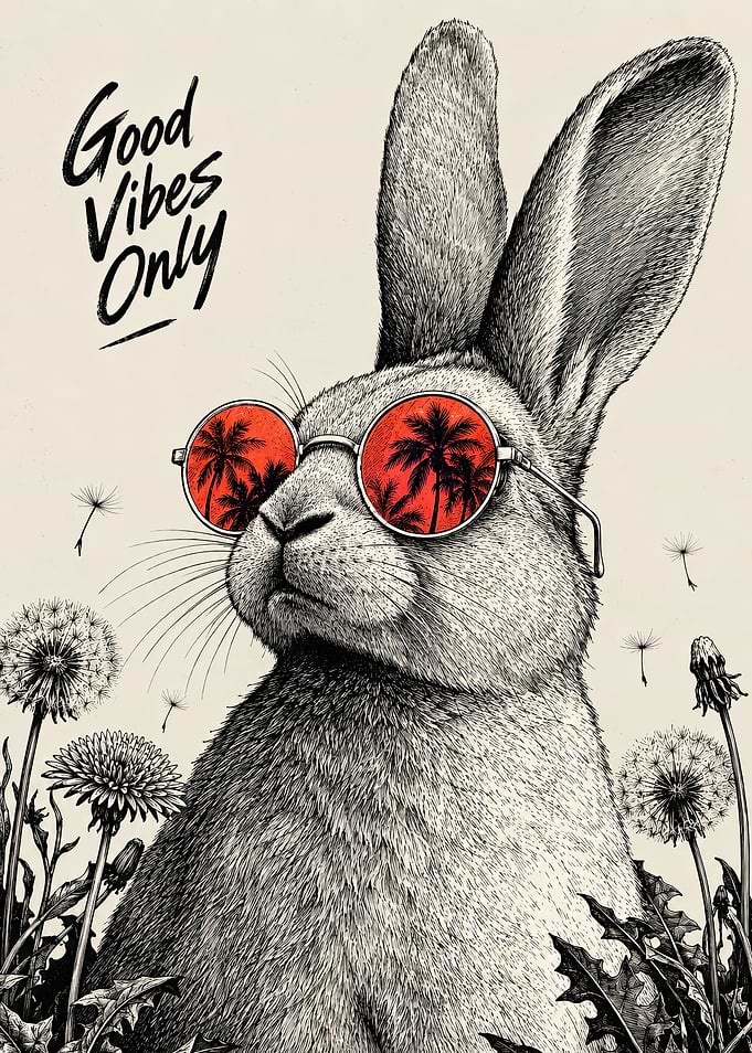 Cool Rabbit Good Vibes Only Poster