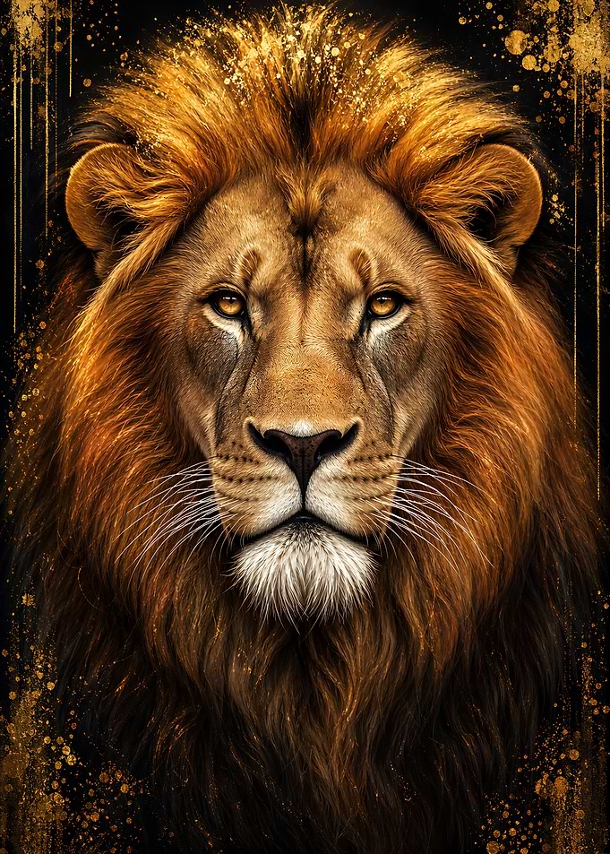 Majestic Golden Lion Portrait