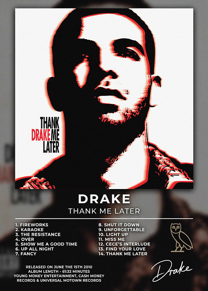 Drake Thank Me Later Album Poster