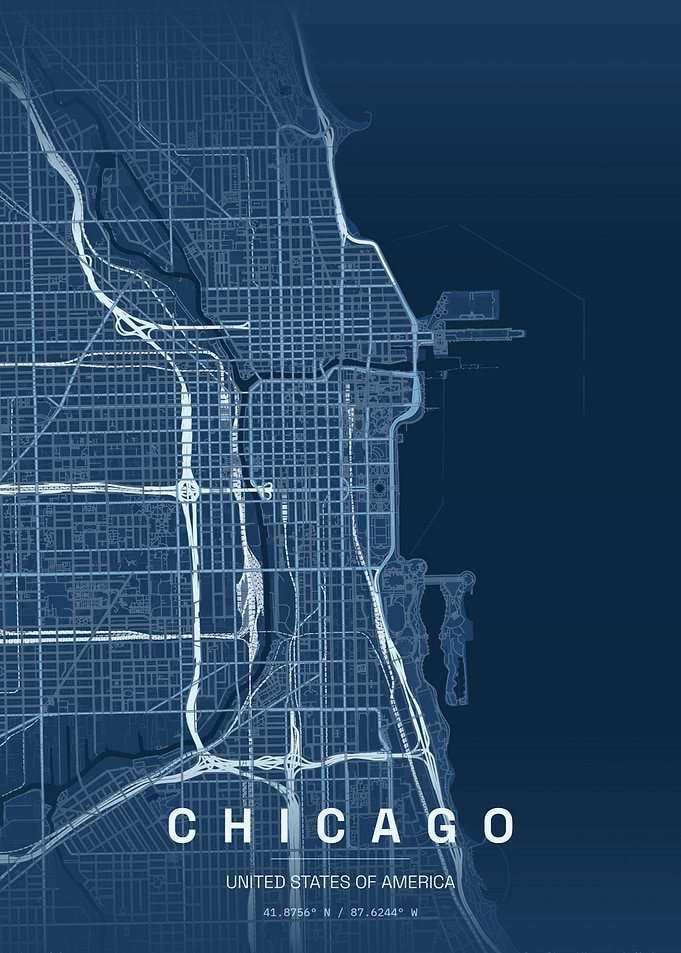 Minimalist Chicago City Map Poster