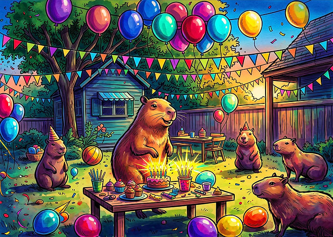 Capybara Birthday Party Celebration