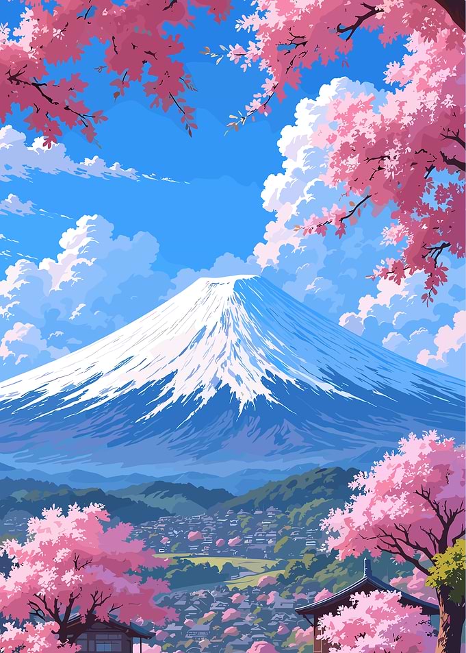 Mount Fuji with Cherry Blossoms