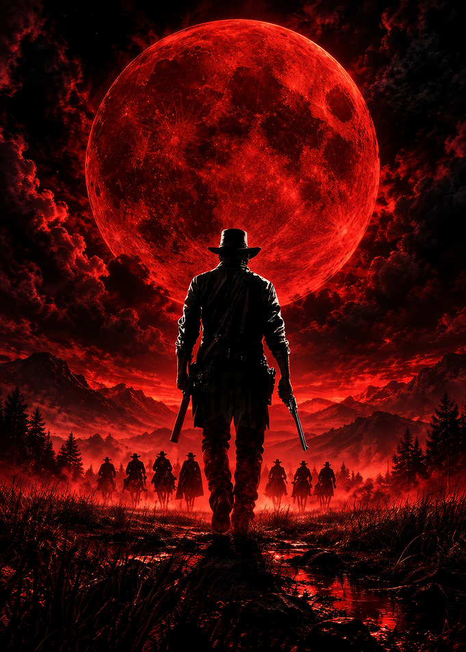 Red Coboy Outlaw Silhouette