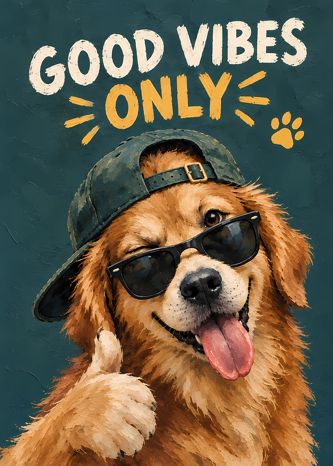 Cool Golden Retriever Good Vibes Poster