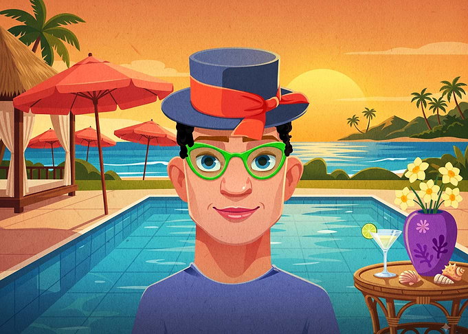 Man in Top Hat by Pool