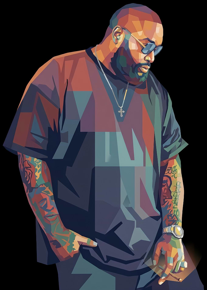 Rick Ross Low Poly Portrait