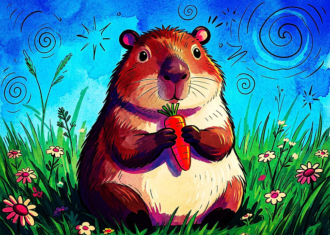 Cute Groundhog Eating a Carrot