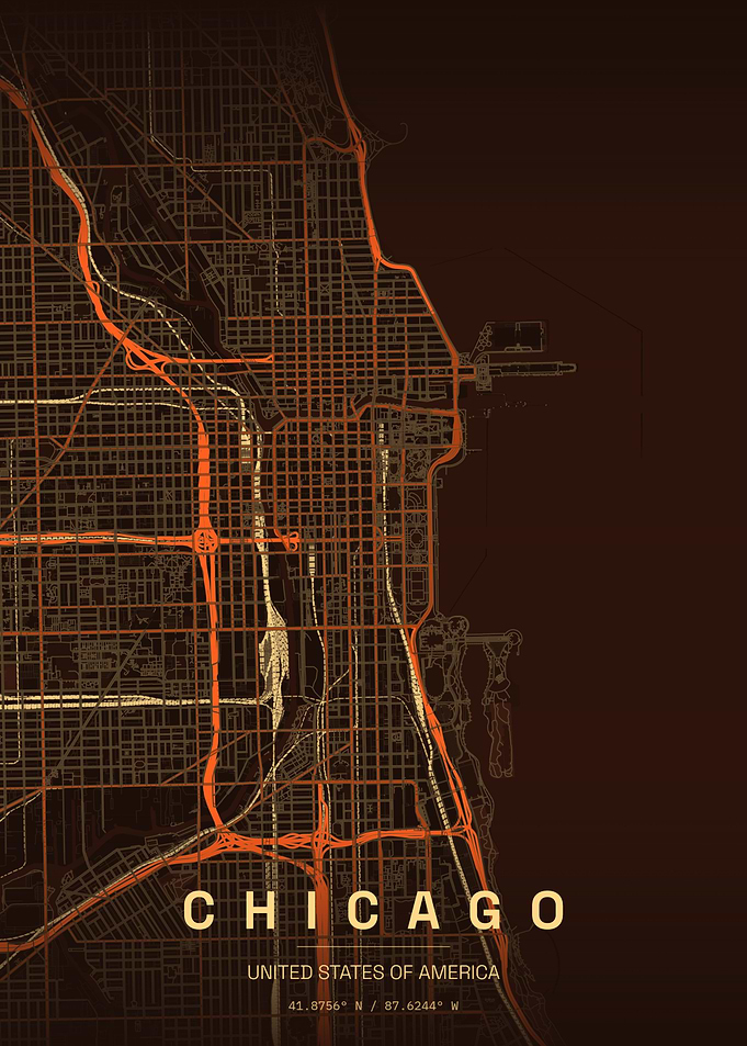 Minimalist Chicago City Street Map