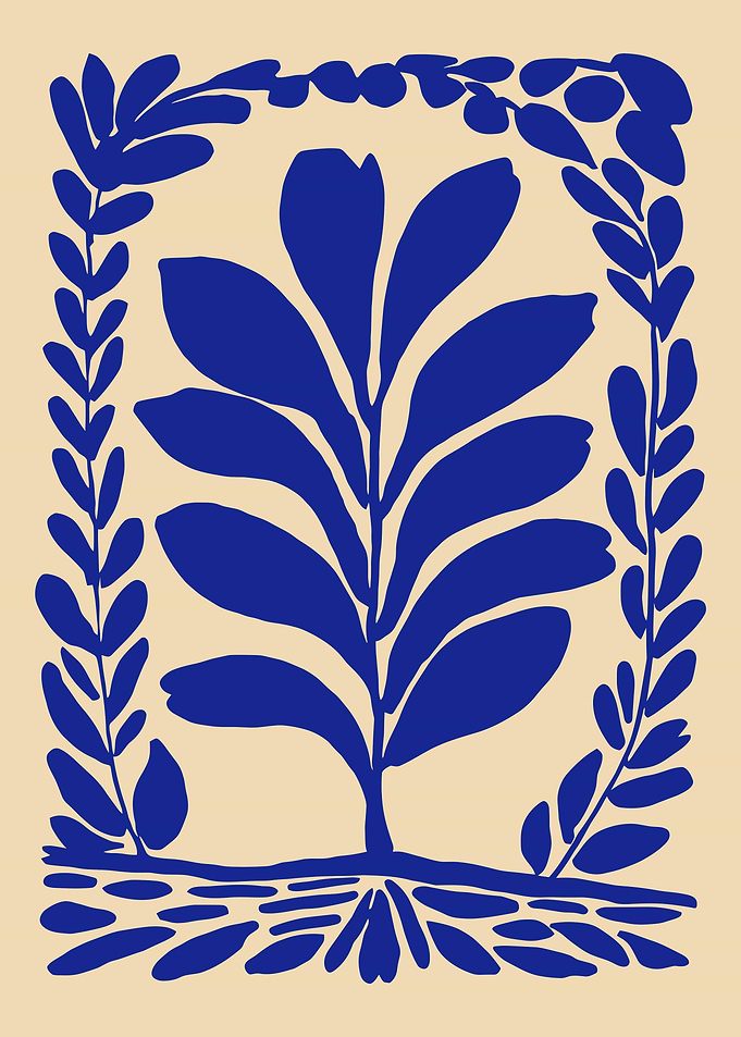 Minimalist Blue Botanical Art Print