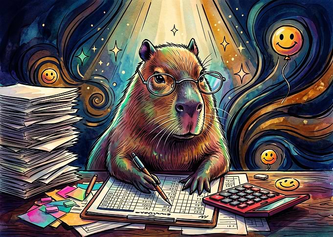 Studious Capybara Accountant Working