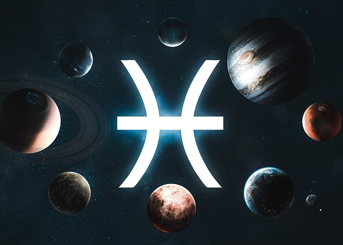 Pisces Zodiac Symbol in Space