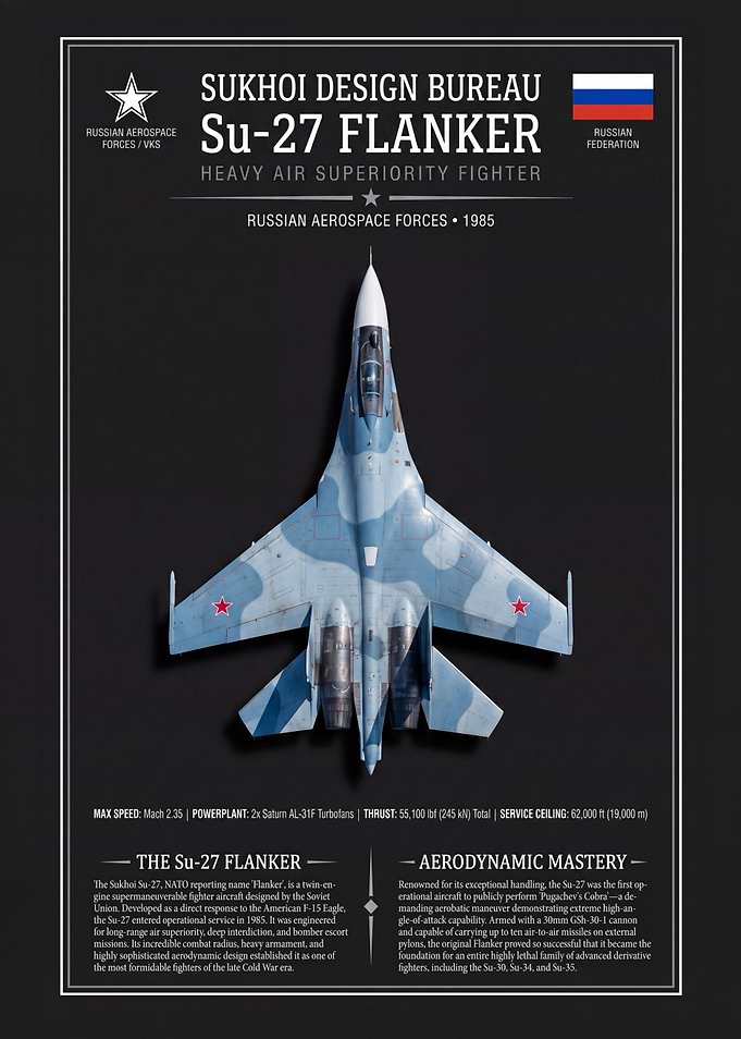 Sukhoi Su-27 Flanker Technical Poster
