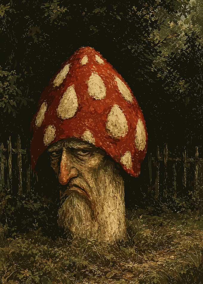 Grumpy Old Man Mushroom Character