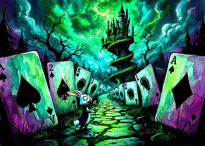 Alice in Wonderland Rabbit and Castle