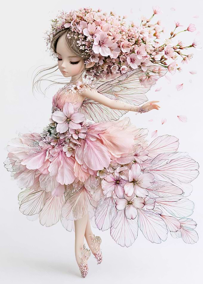Ethereal Cherry Blossom Fairy Doll