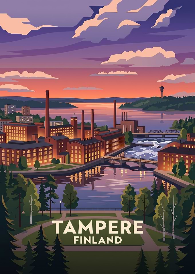 Tampere Finland Travel Poster