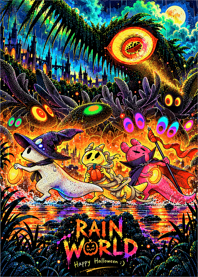 Rain World Halloween Celebration Poster