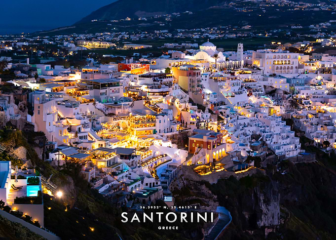 Santorini Greece Night Cityscape
