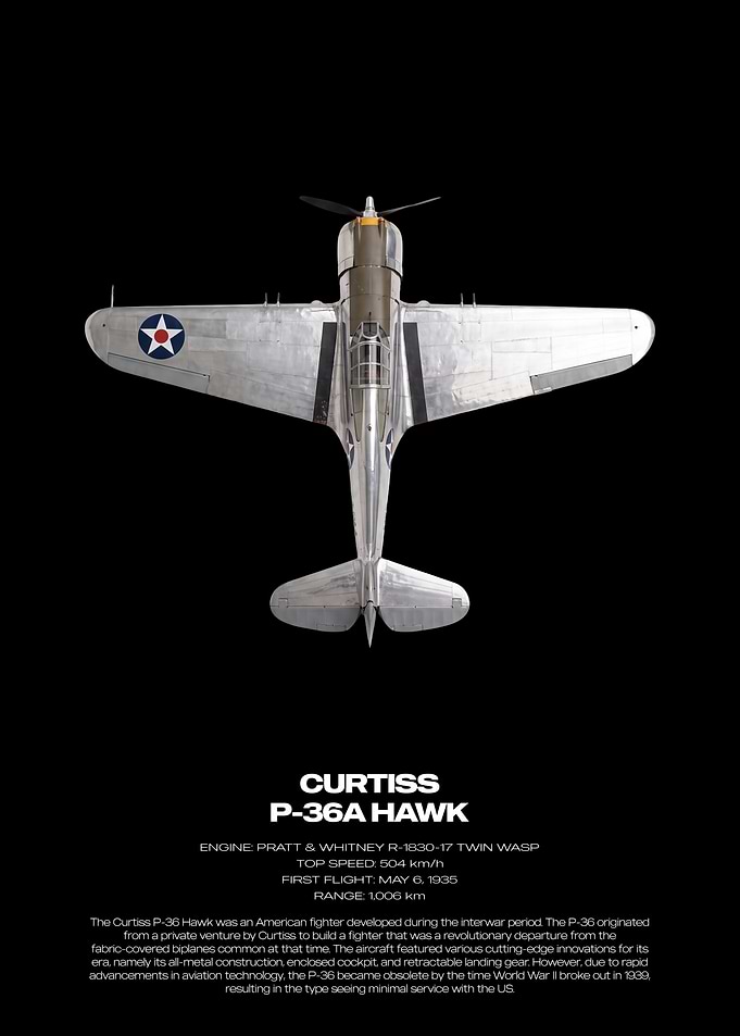Curtiss P-36A Hawk Aviation Poster