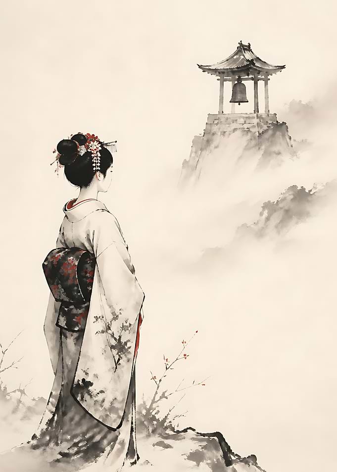 Geisha Gazing at Mountain Bell