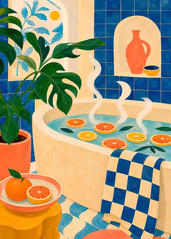 Citrus Infused Bath Illustration