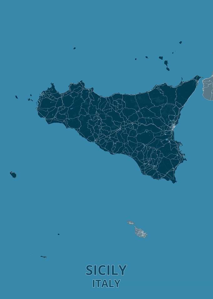 Minimalist Map of Sicily Italy