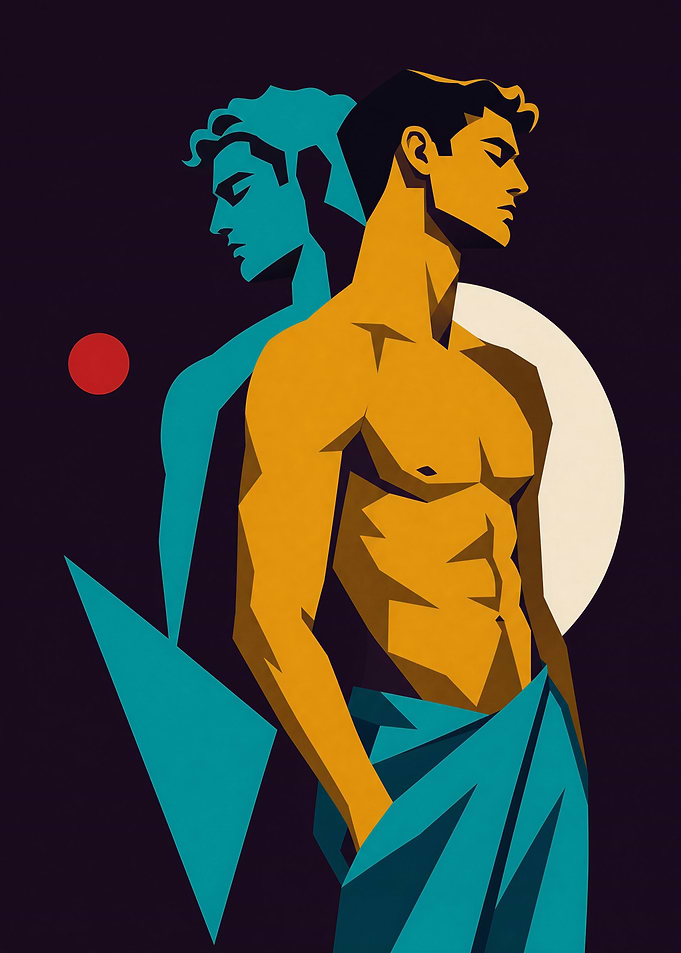 Stylized Dual Male Portrait Illustration