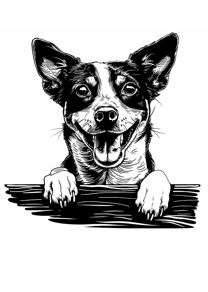 Black and White Basenji Dog Illustration