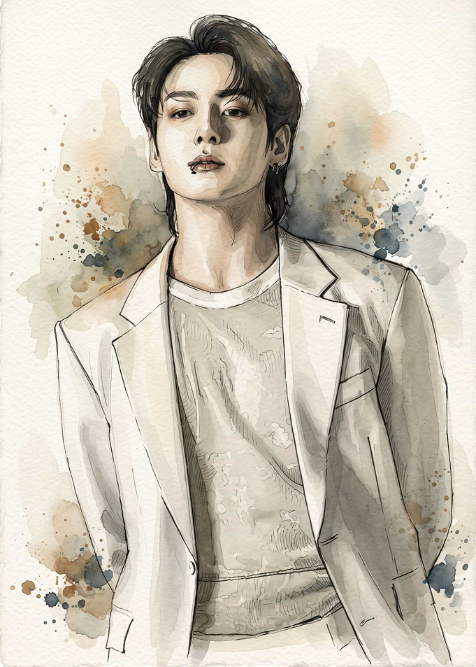 Watercolor Portrait of Jungkook