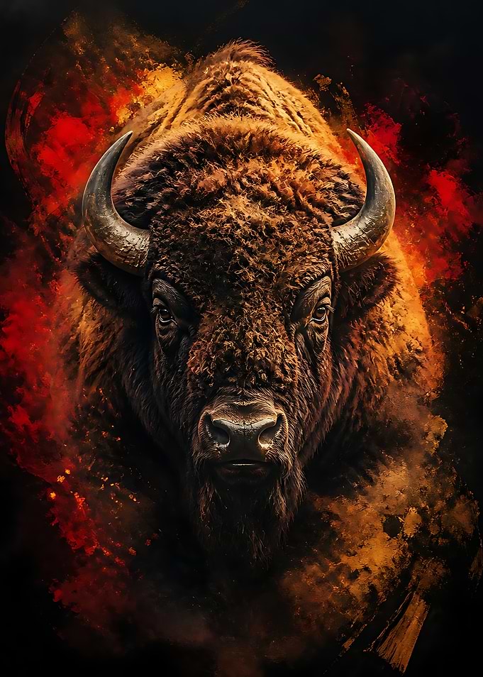 Fiery Bison Portrait