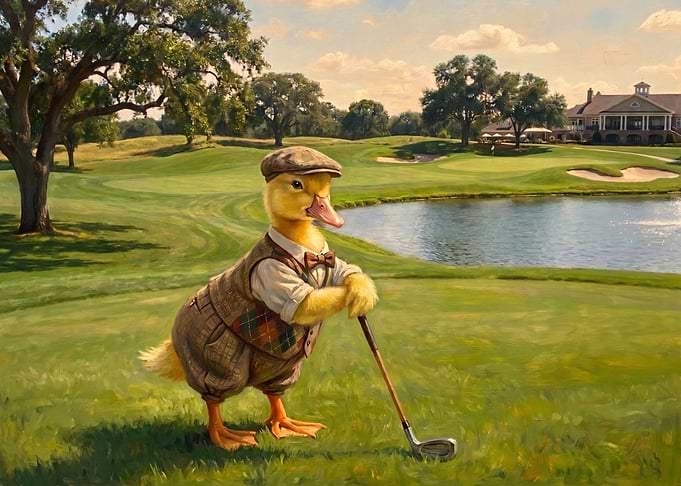 Dapper Duck Playing Golf