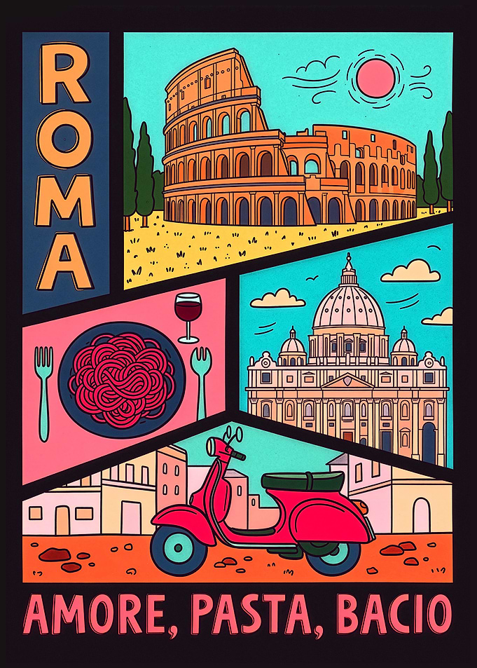Rome Travel Poster Illustration