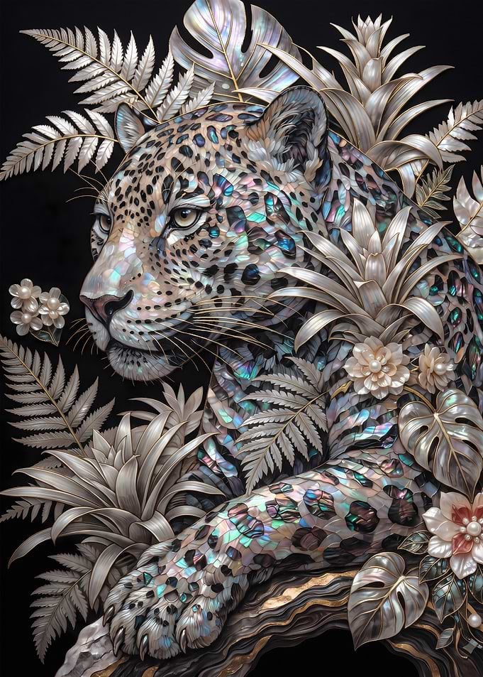 Mother of Pearl Leopard Art