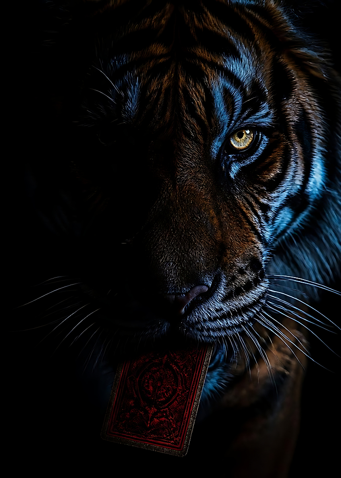 Tiger Holding a Playing Card