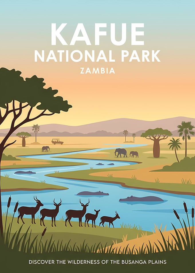 Kafue National Park Travel Poster
