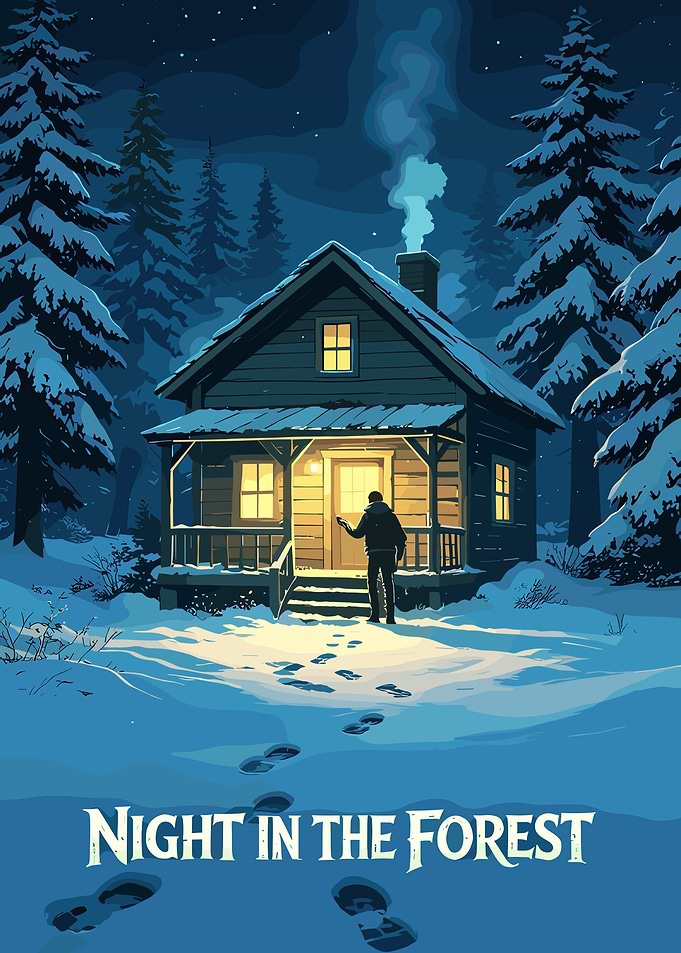 Night in the Forest Cabin