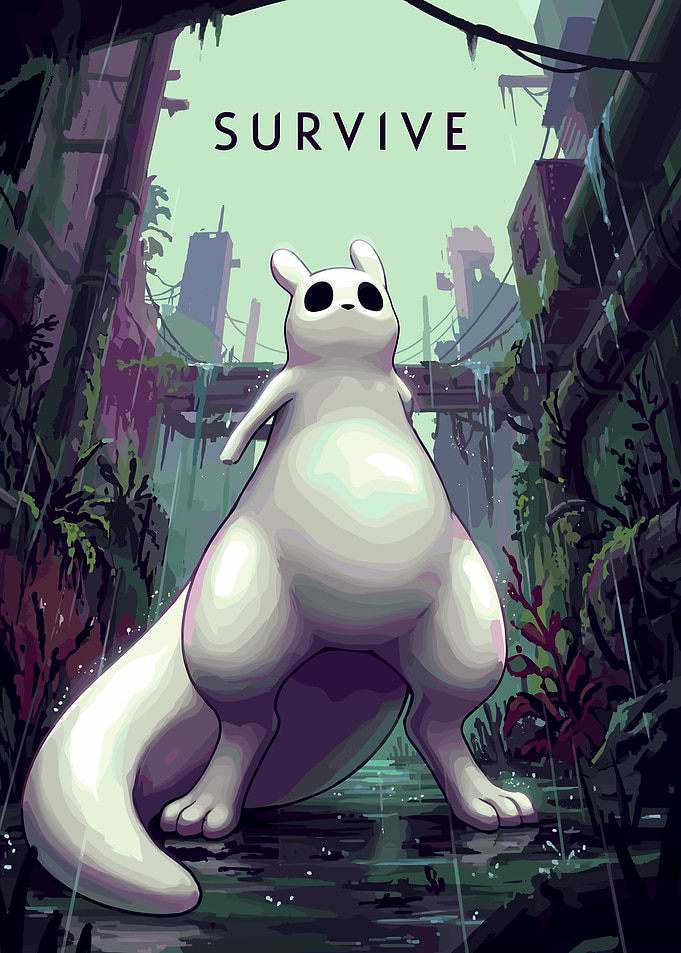 Rain World Slugcat Survive Poster