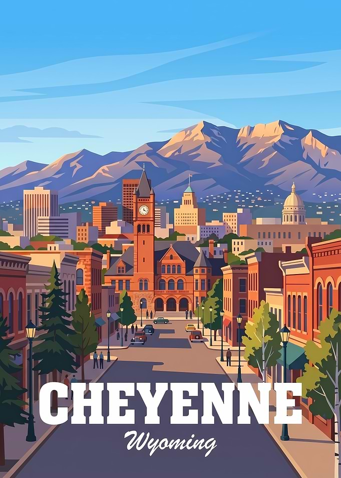 Cheyenne Wyoming Vintage Travel Poster